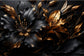 Tablou decorativ cu buchet de flori negre si aurii