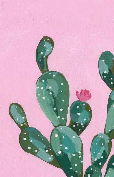 Tablou decorativ - Cactus inflorit pe roz