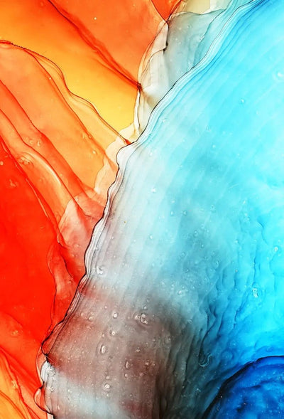 Tablou decorativ - Abstract albastru si portocaliu