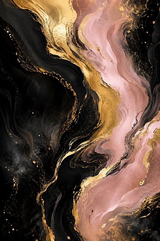 Tablou decorativ Abstract Gold-Roz, auriu cu accente roz