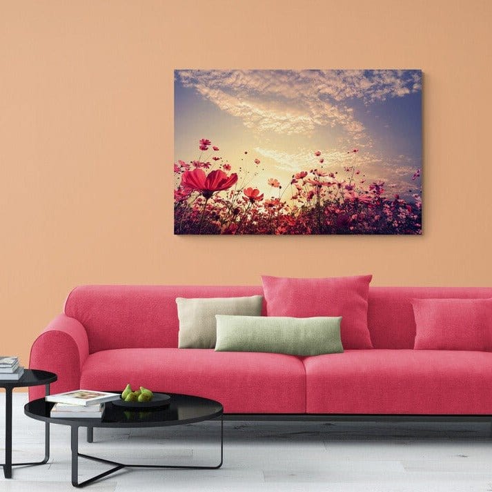 Tablou canvas - Camp de flori rosii - Cameradevis.ro