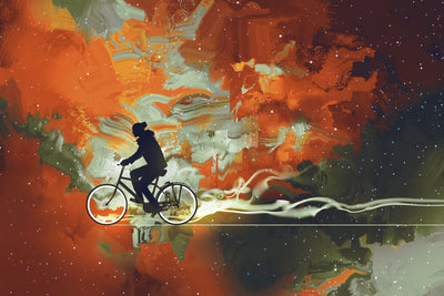 Tablou decorativ - Cu bicicleta-n Cosmos