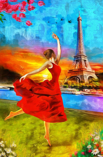 Tablou decorativ - Dansand in Fata Turnului Eiffel