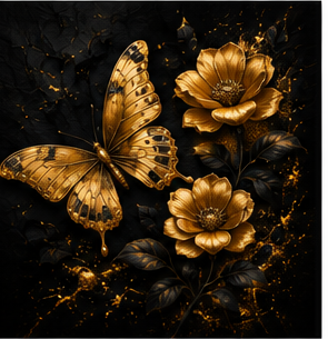 Tablou decorativ Peisaj Auriu cu Turcoaz, peisaj abstract