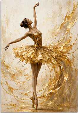 Tablou decorativ Balerina in Auriu