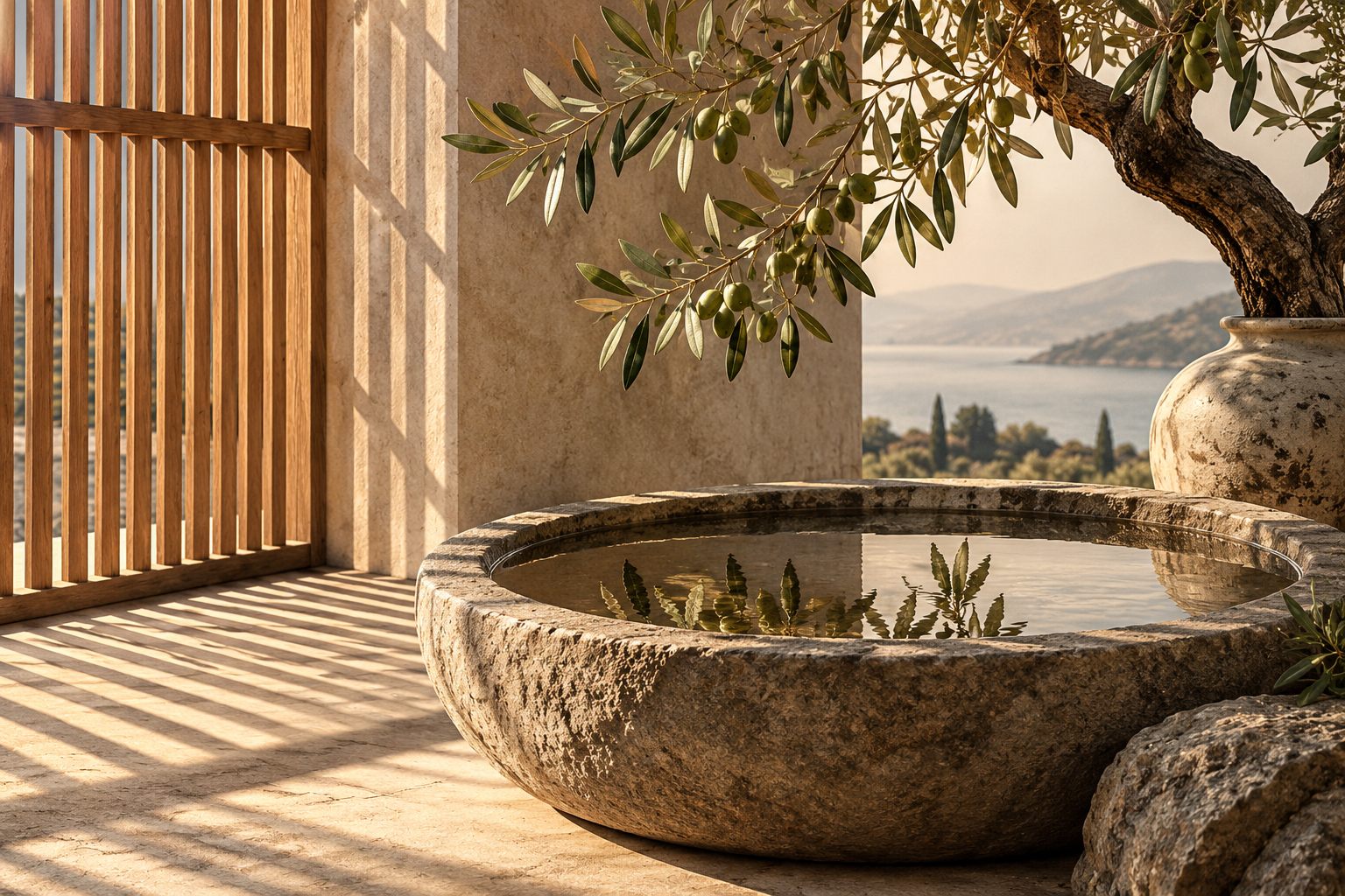 Tablou decorativ - Bazin de Piatra langa Paravan