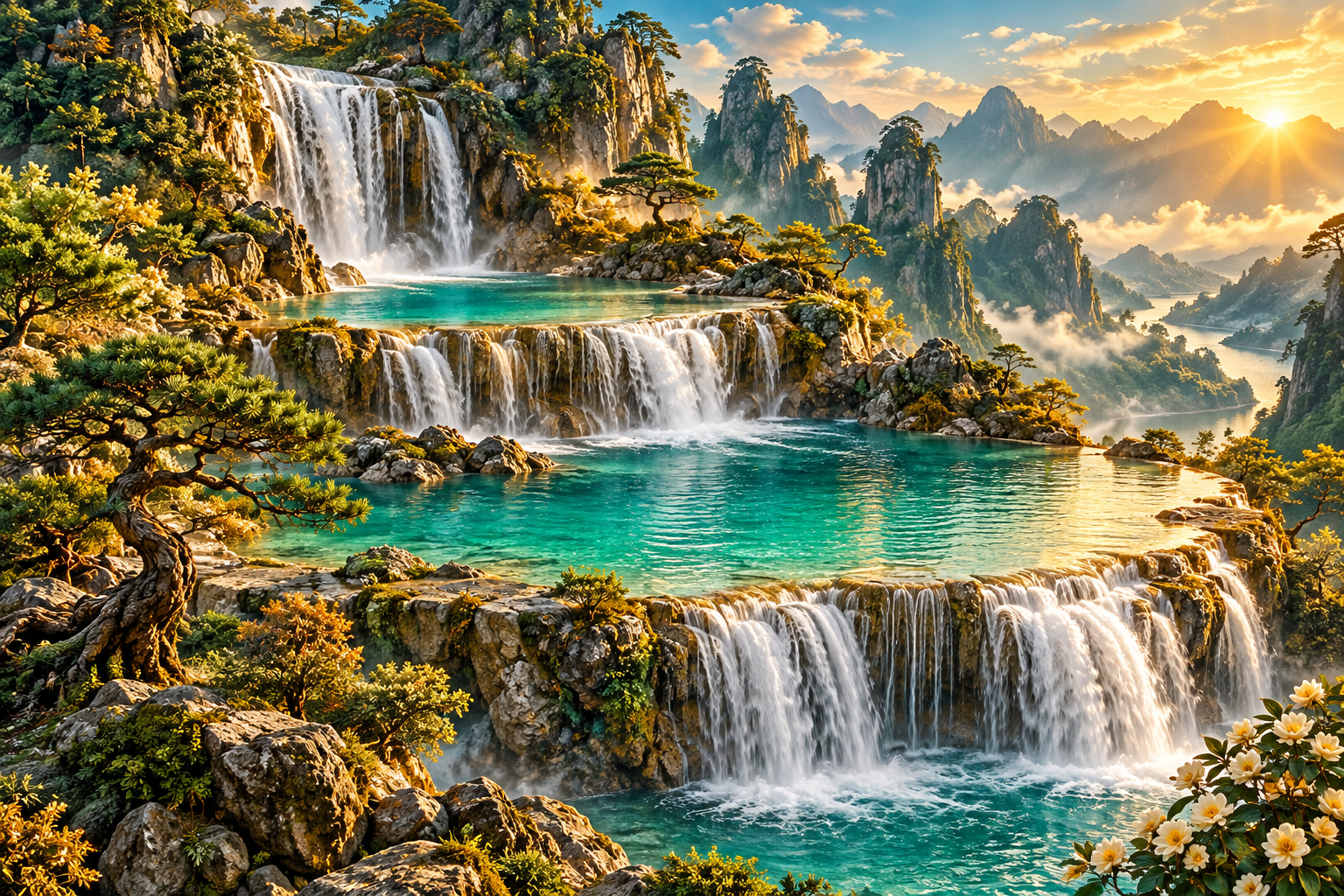 Tablou decorativ - Bazinele Turcoaz cu Cascade