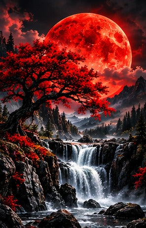 Tablou decorativ - Bonsai sub luna de sange