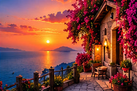 Tablou decorativ - Casa cu Bougainvillea