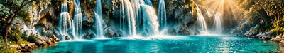 Tablou decorativ - Cascada cu raze de soare