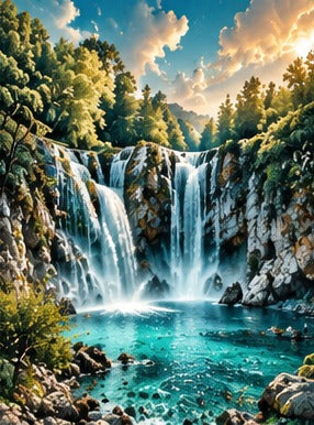 Tablou decorativ - Cascada in padure turcoaz