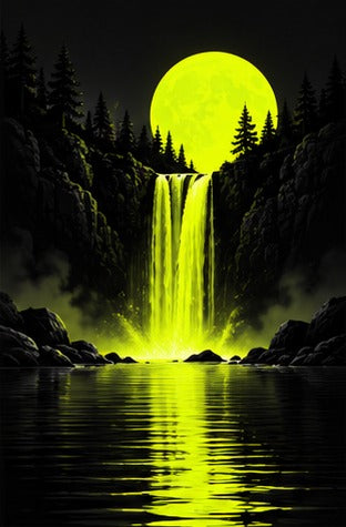 Tablou decorativ - Cascada sub luna neon