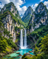 Tablou decorativ Cascade intre munti de calcar