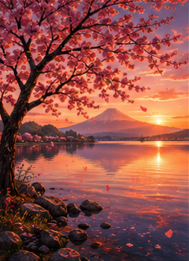 Tablou decorativ Cires Inflorit la Lac