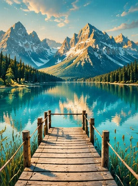 Tablou decorativ - Debarcader pe lacul montan