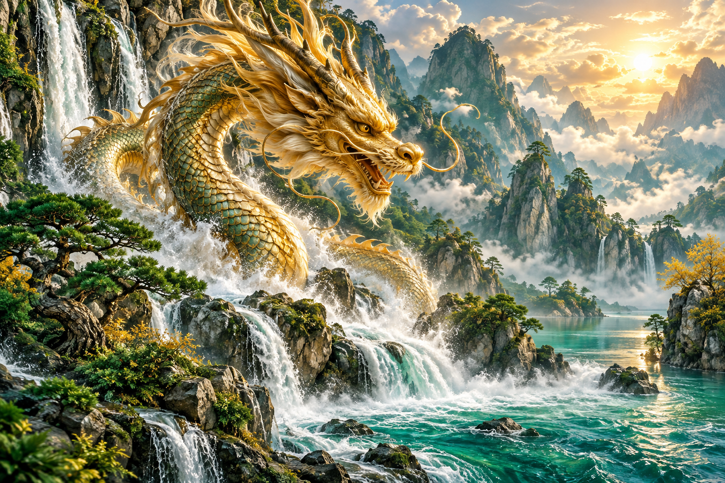 Tablou decorativ - Dragonul Auriu din Munti