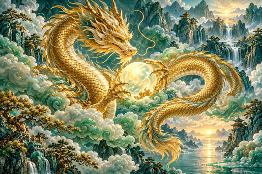 Tablou decorativ - Dragonul de Aur cu Perla