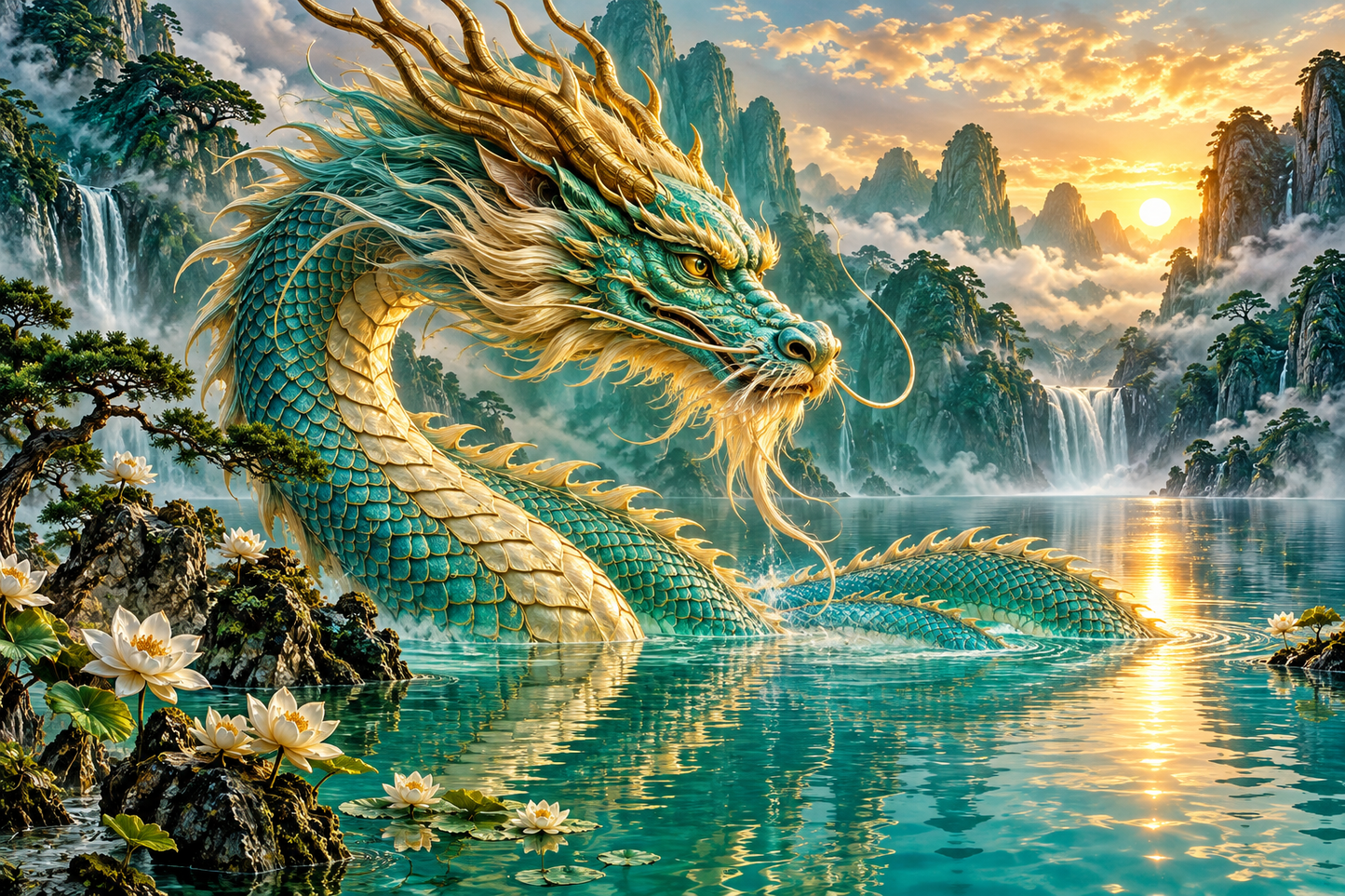 Tablou decorativ - Dragonul de Jad din Lac