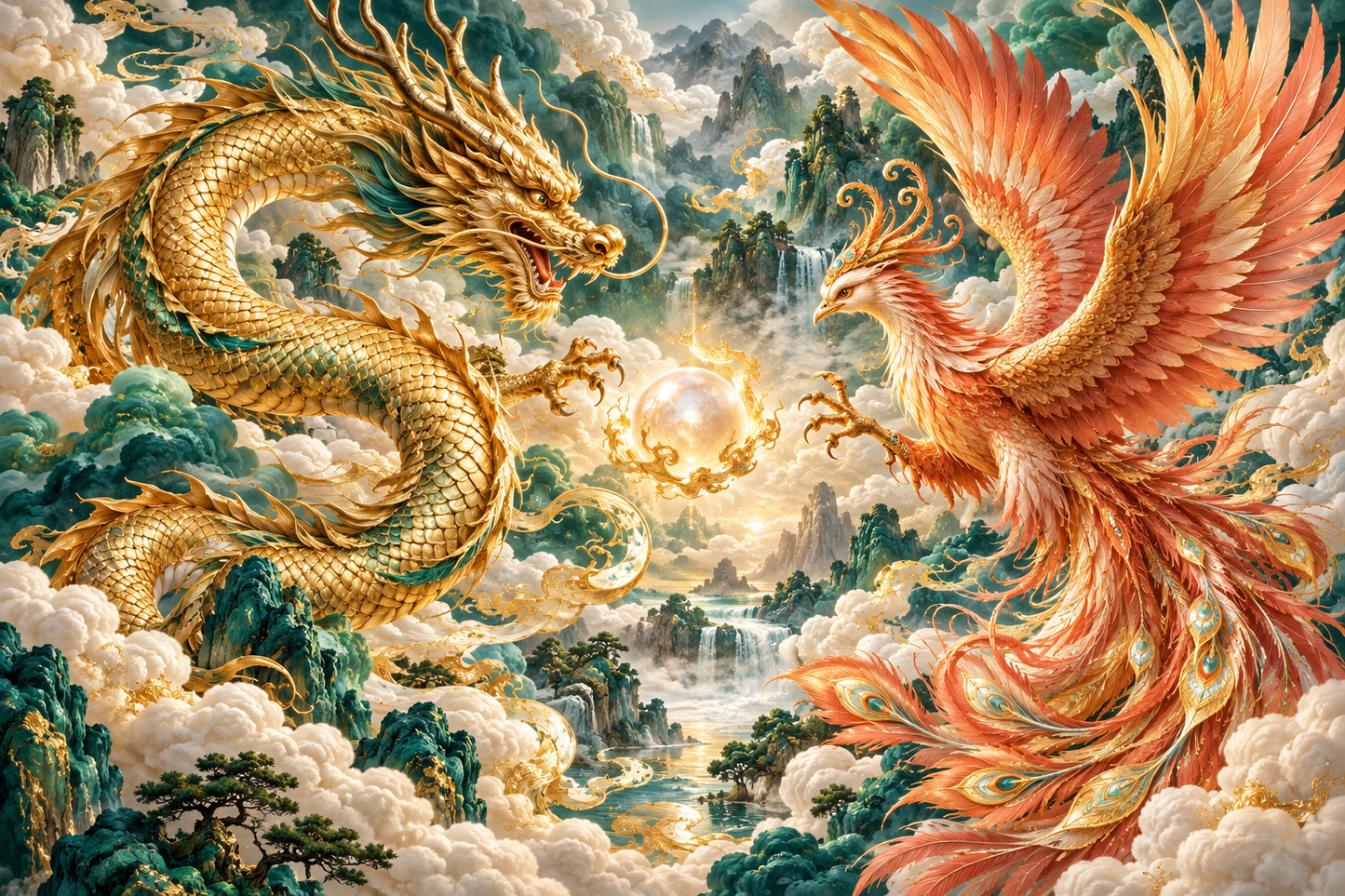 Tablou decorativ - Dragonul si Phoenixul