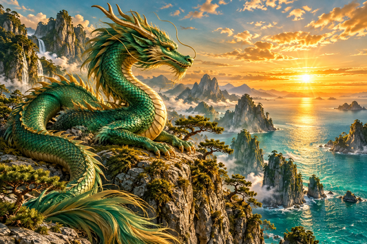Tablou decorativ - Dragonul Verde de pe Stanca