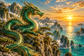 Tablou decorativ - Dragonul Verde de pe Stanca