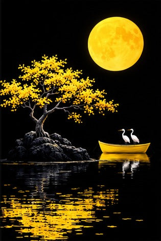 Tablou decorativ - Femeia si luna rosie
