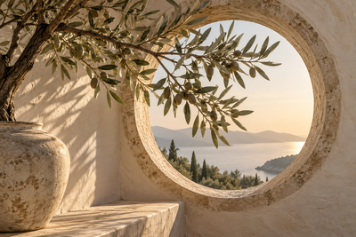 Tablou decorativ - Fereastra Rotunda cu Maslin