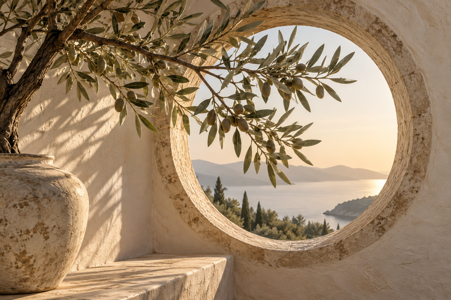 Tablou decorativ - Fereastra Rotunda cu Maslin
