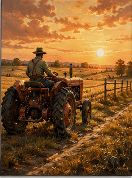 Tablou decorativ Fermierul pe Tractor