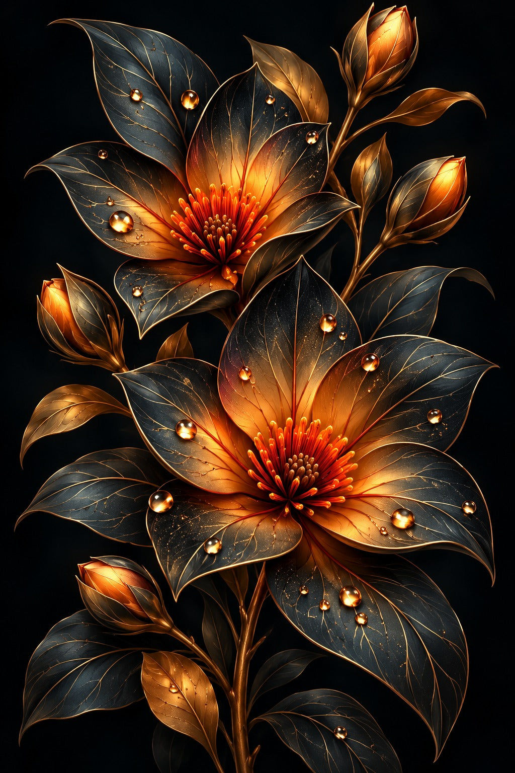 Tablou decorativ - Floare aurie si mugur
