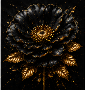 Tablou decorativ - Floare neagra cu aur