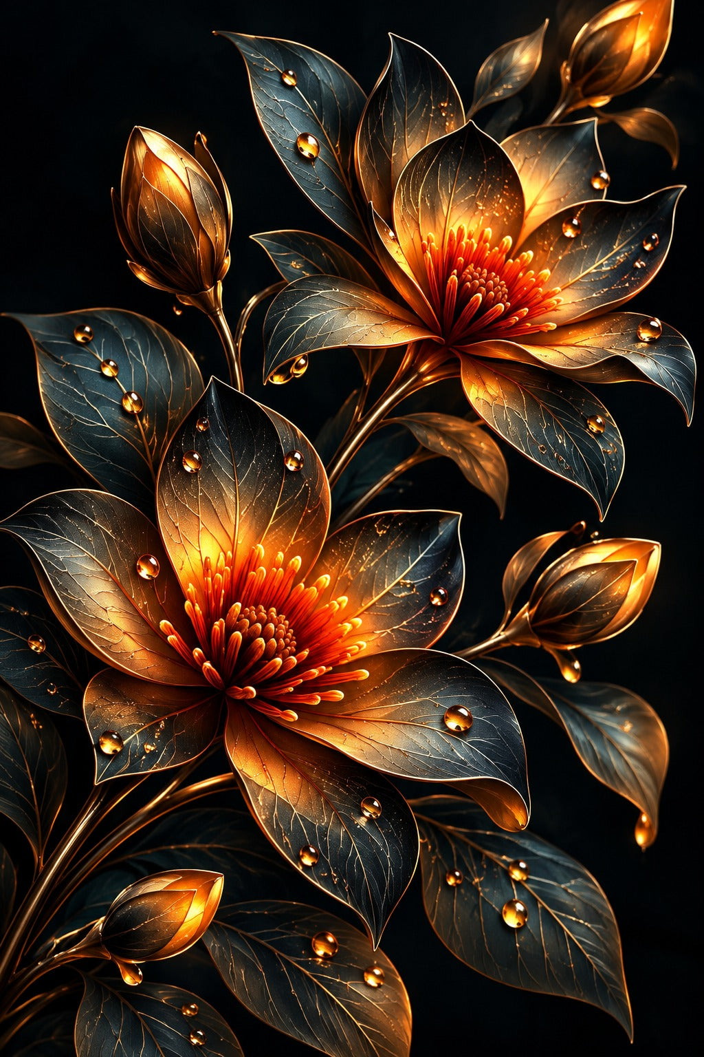 Tablou decorativ - Flori aurii impletite