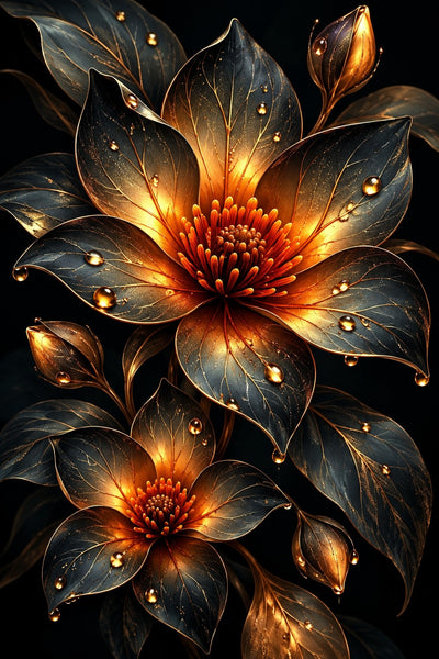 Tablou decorativ - Flori gemene aurii