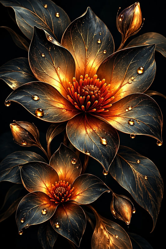 Tablou decorativ - Flori gemene aurii