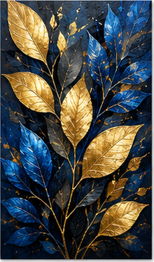 Tablou decorativ - Frunze de aur si safir