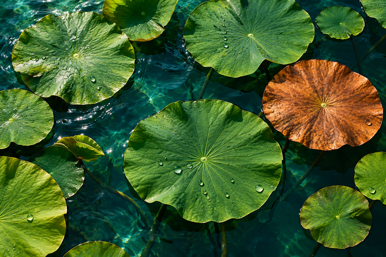 Tablou decorativ - Frunzele de Lotus si Frunza de Arama