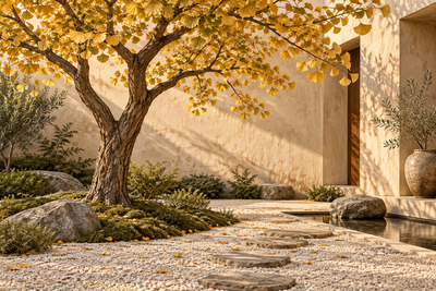 Tablou decorativ - Ginkgo in Gradina de Pietris