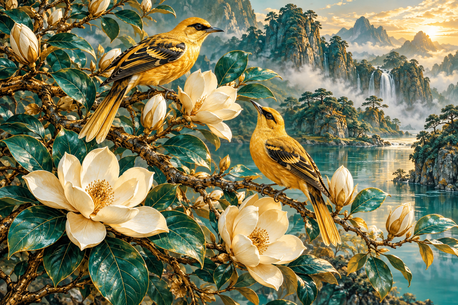 Tablou decorativ - Grangurii pe Magnolie