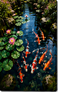 Tablou decorativ Iazul cu Crapi Koi