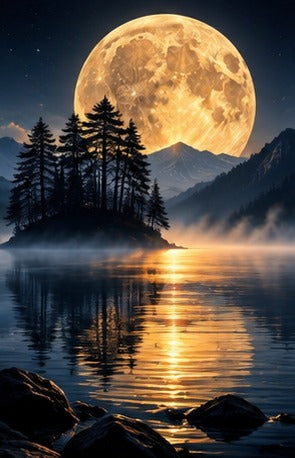 Tablou decorativ - Insula sub luna aurie