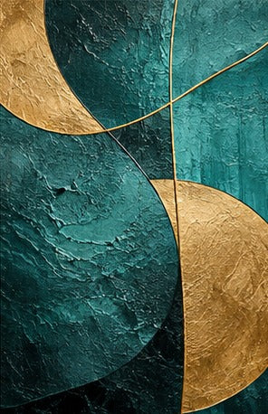 Tablou decorativ - Jumatati geometrice aurii