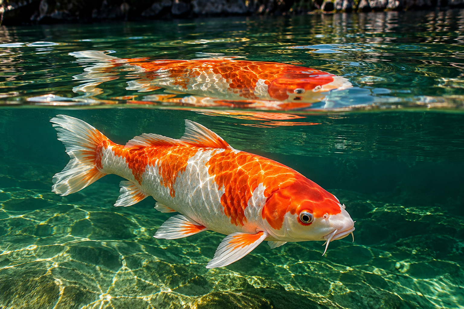 Tablou decorativ - Koi si Reflexia lui in Apa