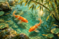 Tablou decorativ - Koi sub Bambusi