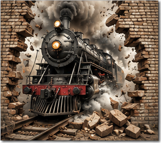Tablou decorativ Locomotiva prin Zid
