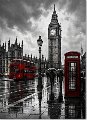 Tablou decorativ Londra in ploaie