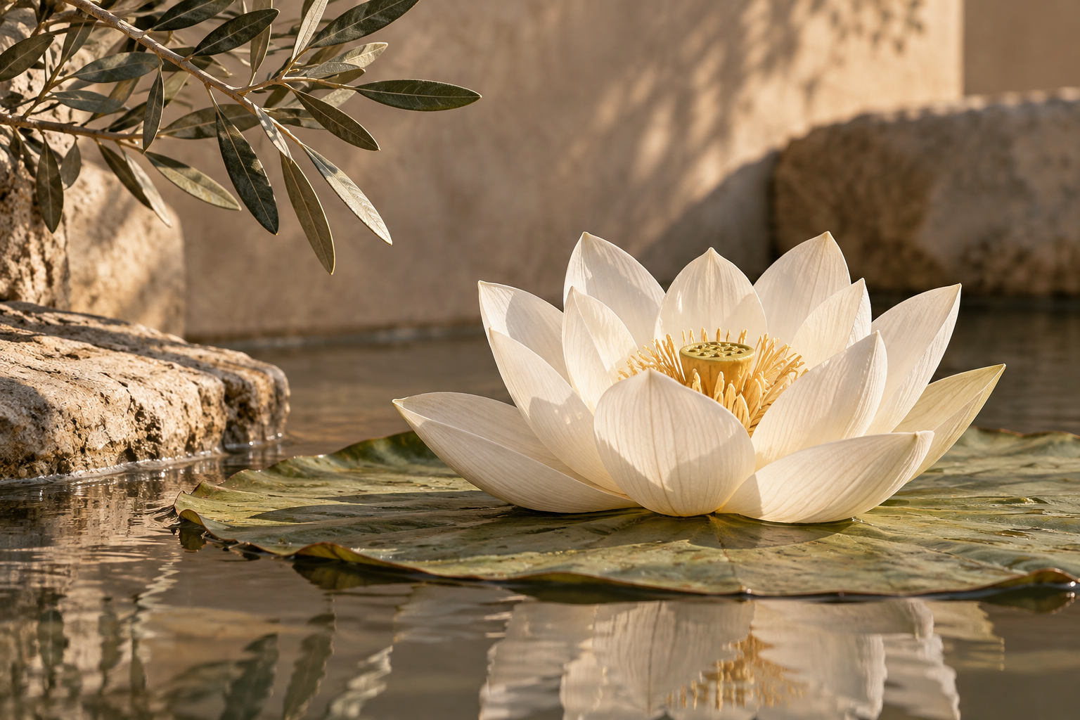 Tablou decorativ - Lotus Alb pe Frunza