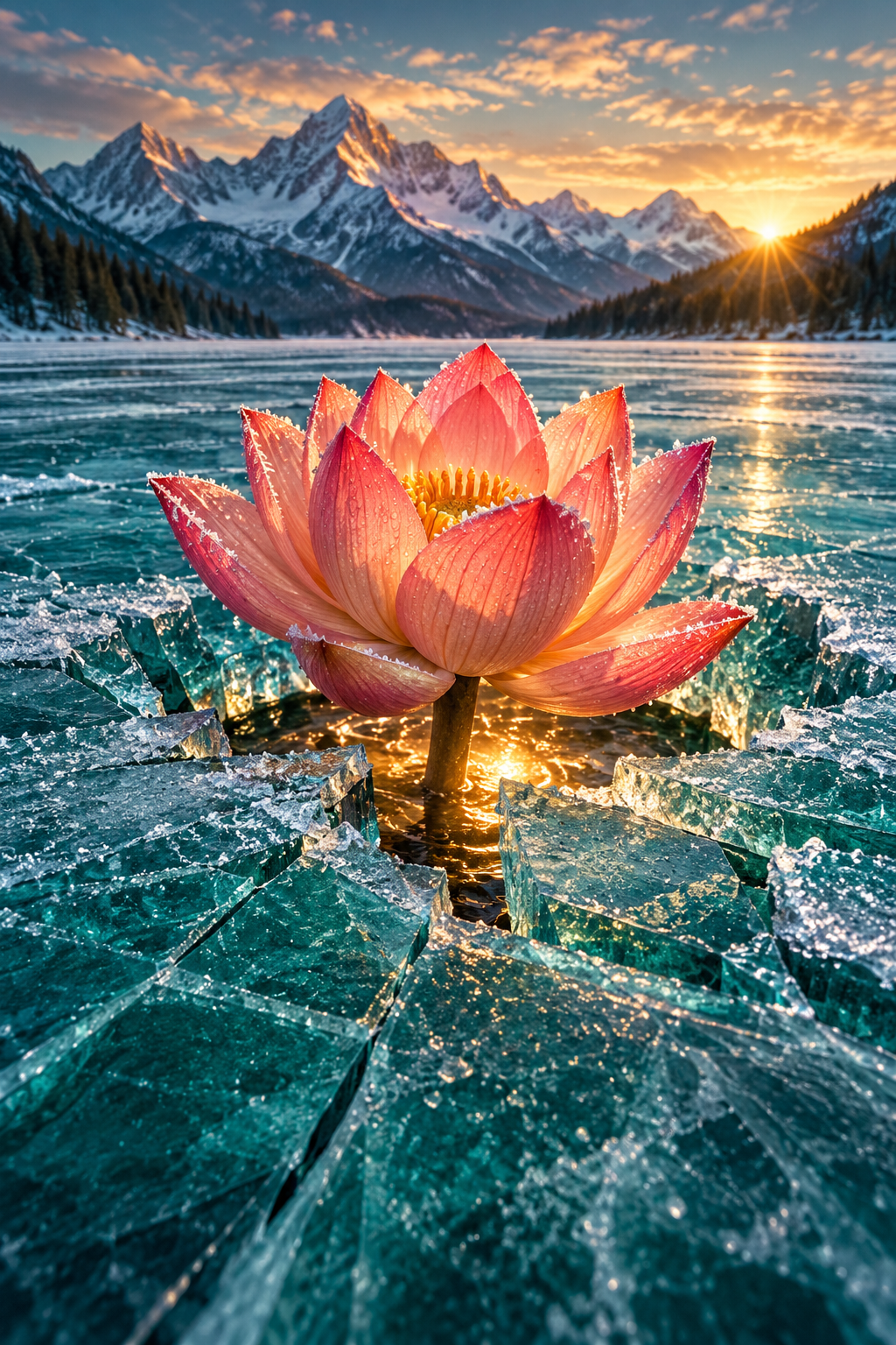 Tablou decorativ - Lotus pe Gheata