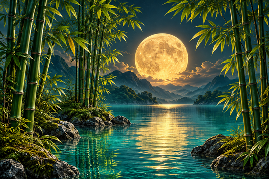 Tablou decorativ - Luna Plina intre Bambusi