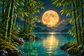 Tablou decorativ - Luna Plina intre Bambusi