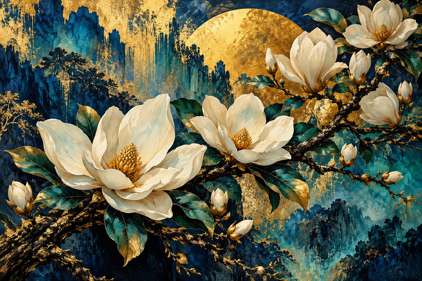 Tablou decorativ - Magnolii Aurii